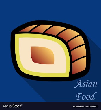 Sushi icon in a flat style with a shadow vector image