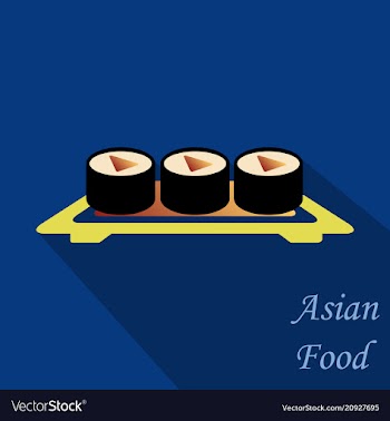 Sushi icon in a flat style with a shadow vector image