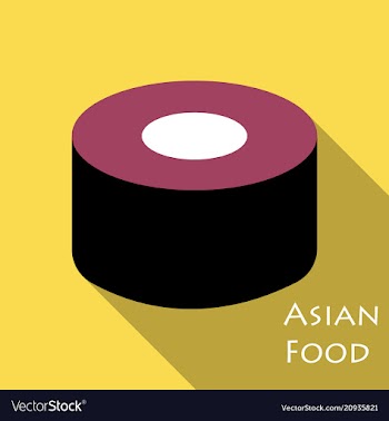 Sushi icon in a flat style with a shadow vector image