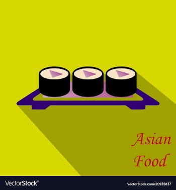 Sushi icon in a flat style with a shadow vector image