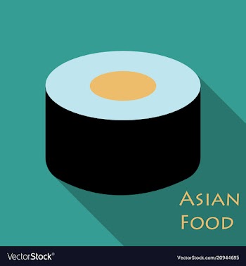 Sushi icon in a flat style with a shadow vector image