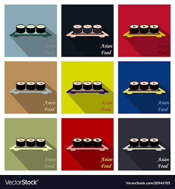 Sushi icon in a flat style with a shadow vector image