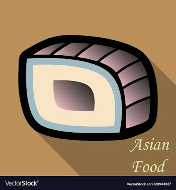 Sushi icon in a flat style with a shadow vector image