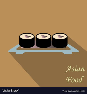 Sushi icon in a flat style with a shadow vector image