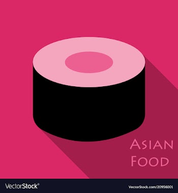 Sushi icon in a flat style with a shadow vector image