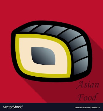 Sushi icon in a flat style with a shadow vector image
