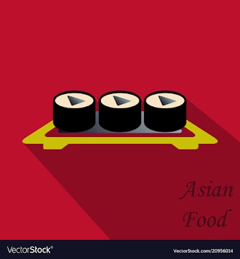 Sushi icon in a flat style with a shadow vector image