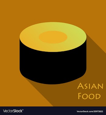 Sushi icon in a flat style with a shadow vector image