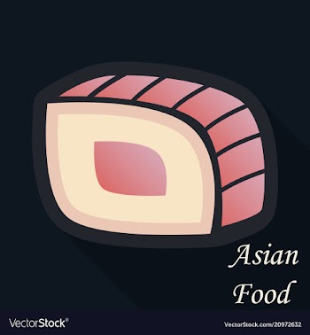 Sushi icon in a flat style with a shadow vector image