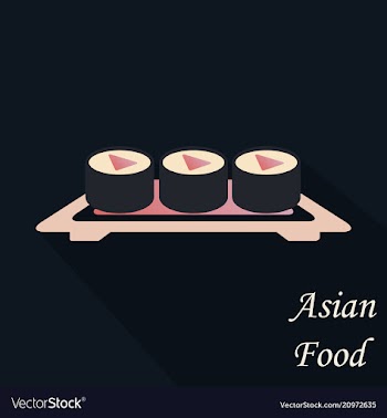 Sushi icon in a flat style with a shadow vector image
