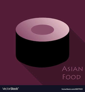 Sushi icon in a flat style with a shadow vector image