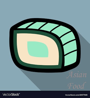Sushi icon in a flat style with a shadow vector image