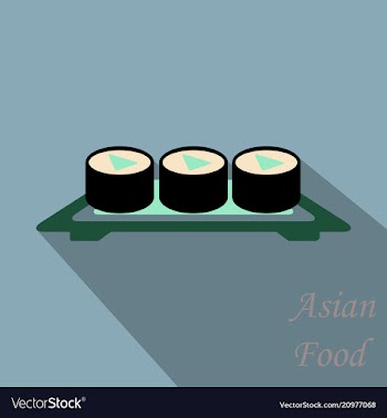 Sushi icon in a flat style with a shadow vector image