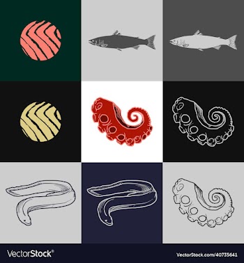 sushi ingredients icon sets editable