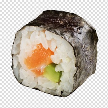 Sushi Japanese Cuisine California roll Makizushi Sashimi, avocado transparent background PNG clipart