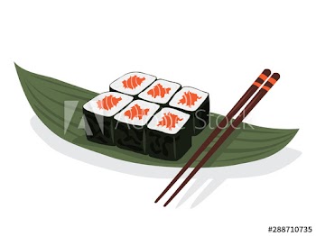 Sushi roll on the plate with chopstick