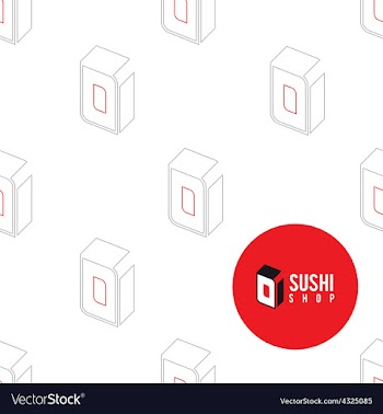  					Sushi set - logo for the shop and pattern vector image														