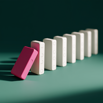 Suspenseful Domino Effect on Green Surface