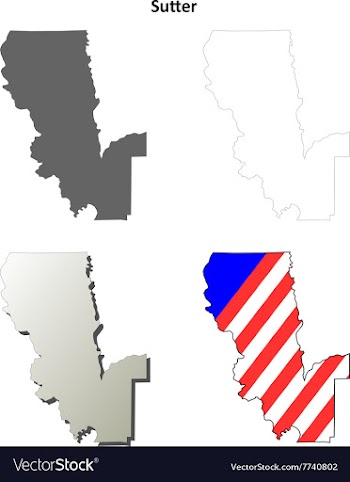Sutter County California outline map set vector image
