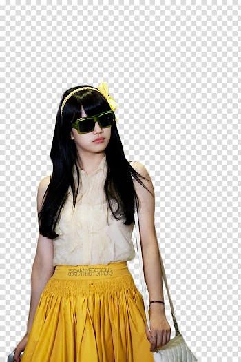 Suzy MISS A , woman wearing black sunglasses with green frames transparent background PNG clipart