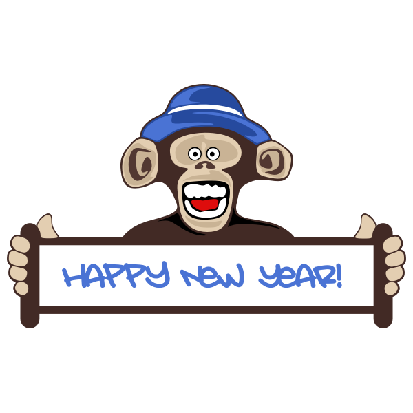 SVG 039039Happy New Year039039 sign and monkey