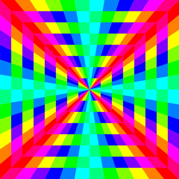 SVG 12 color rainbow square tunnel