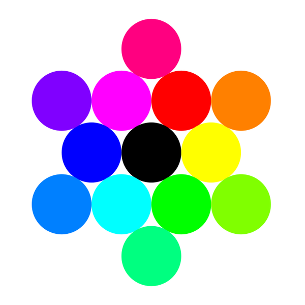 SVG 13 circles rainbow