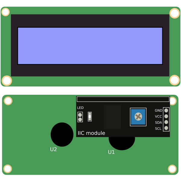 SVG 16x2 LCD with IIC module