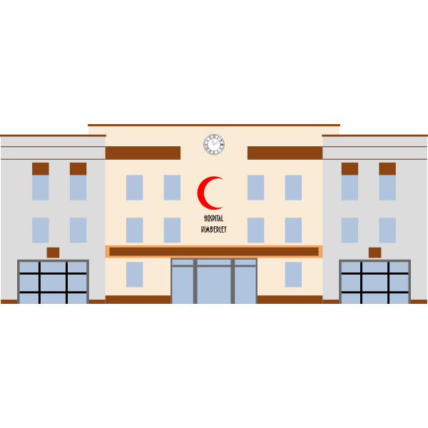 SVG 1930s art deco hospital building vector illustration