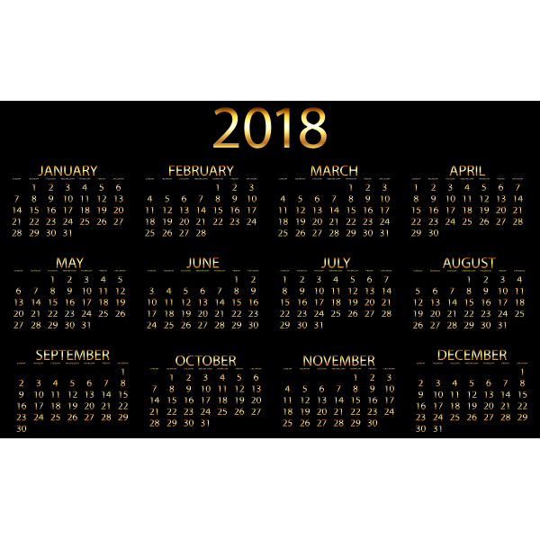 SVG 2018 Calendar Gold