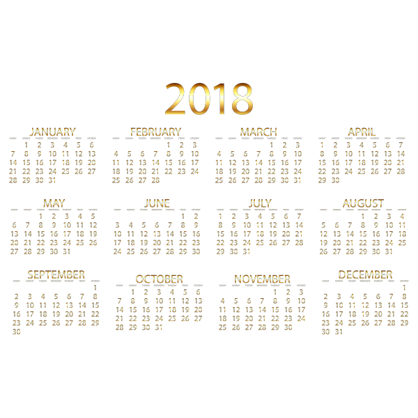 SVG 2018 Calendar Gold No Background