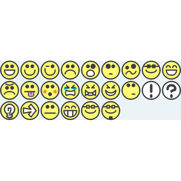 SVG 24 flat grin smilies emotion icons emoticons for example for forums