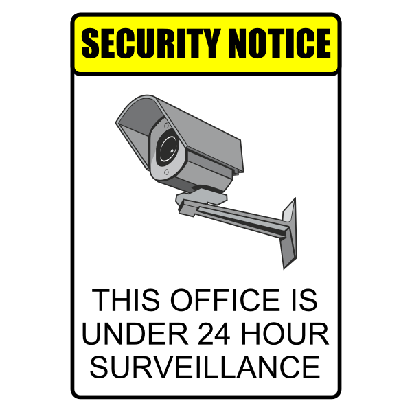 SVG 24hr surveillance security warning label vector illustration