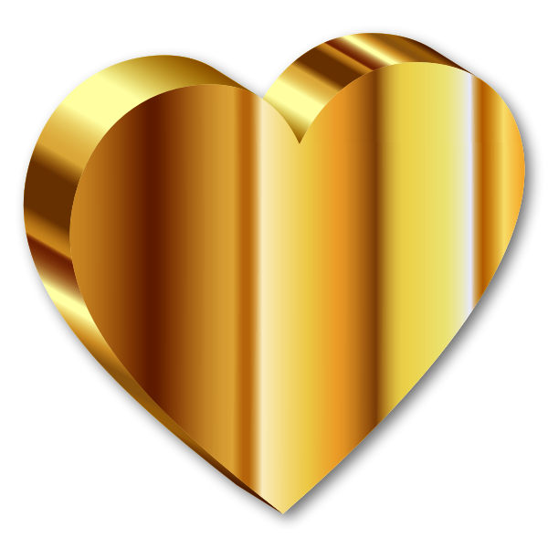 SVG 3D Heart Of Gold Deeper Color With Shadow