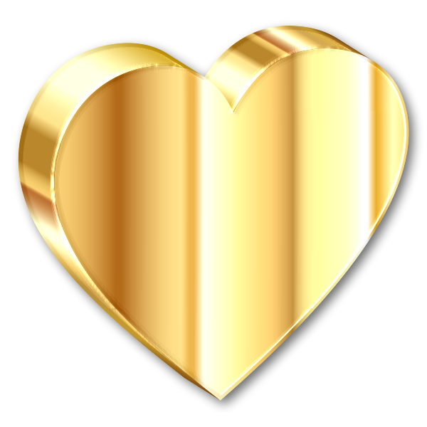 SVG 3D Heart Of Gold With Shadow