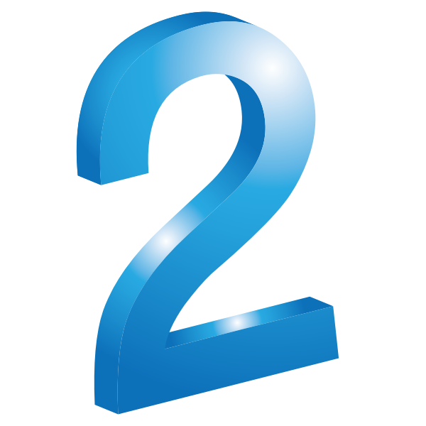 SVG 3D number 2 vector drawing
