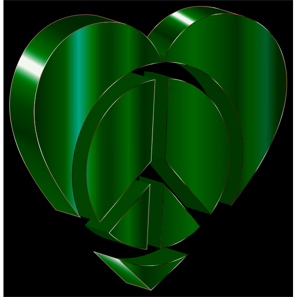 SVG 3D Peace Heart Emerald