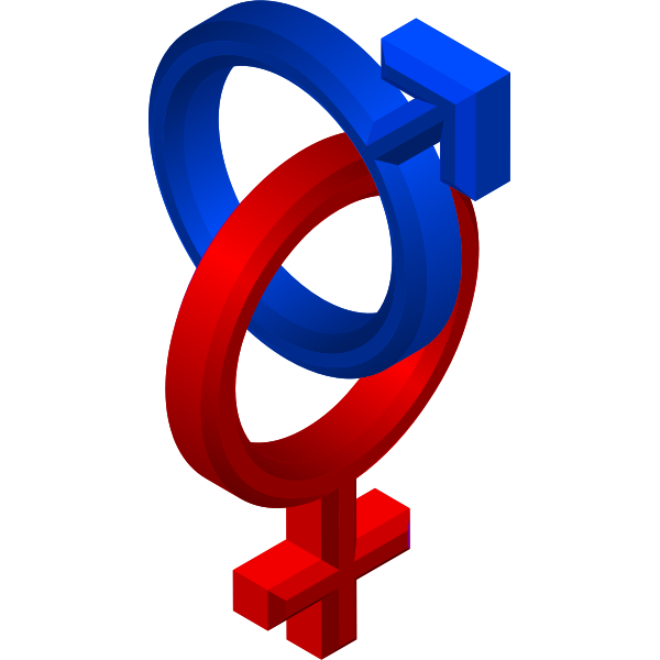 SVG 3D style male and female symbols vector clip art