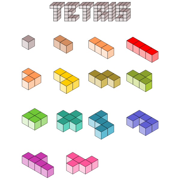 SVG 3D Tetris blocks vector illustration