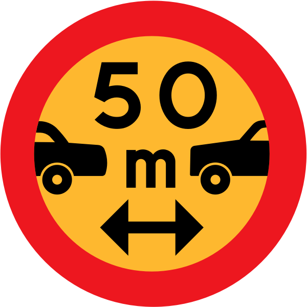 SVG 50m between cars sign vector drawing