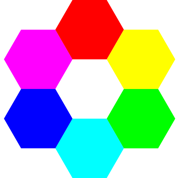 SVG 6 color hexagons