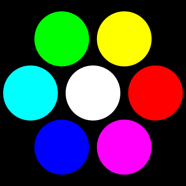 SVG 7 circles on black plain