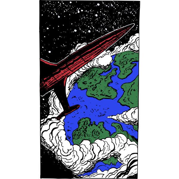 SVG A rocket orbitting