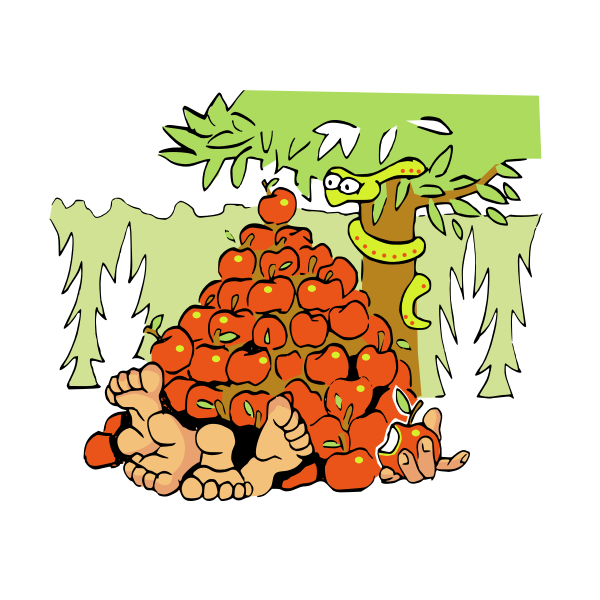 SVG Adam and Eve covered in apples