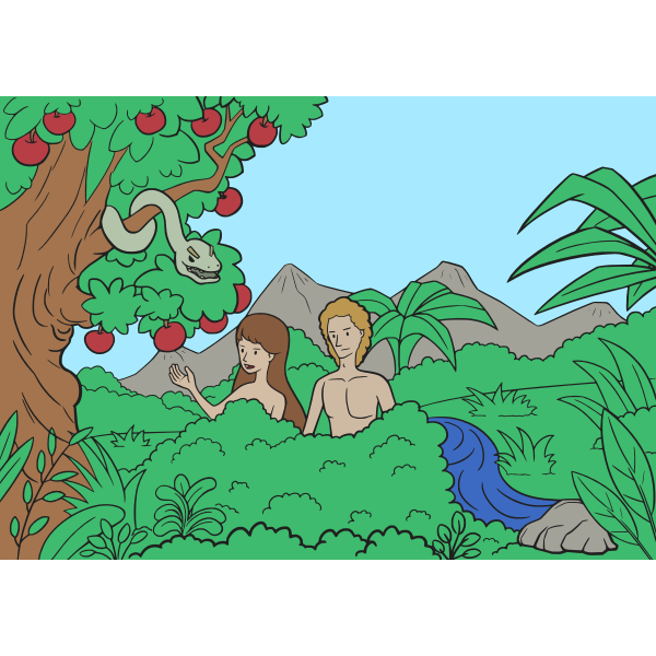 SVG Adam and Eve in colour