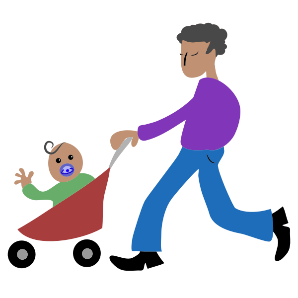 SVG African father and son stroller