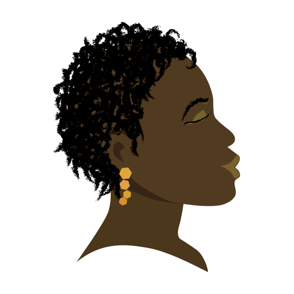 SVG African girl with closed eyes profile vector drawing