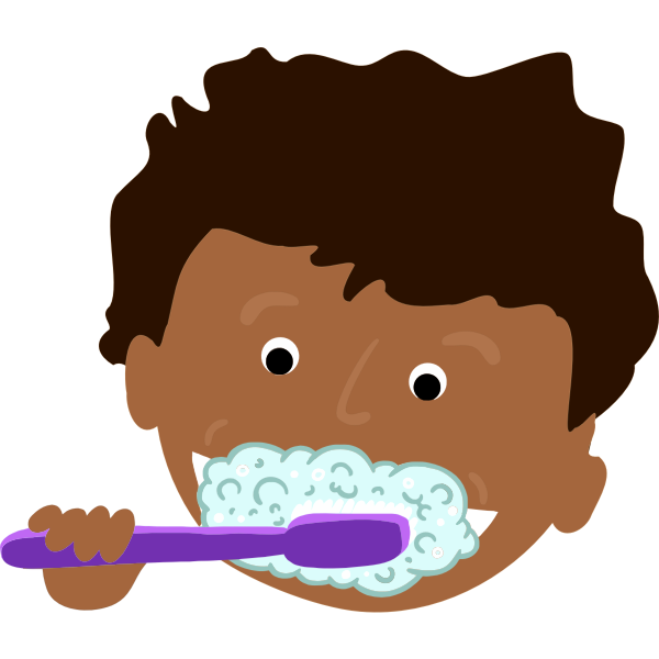 SVG African kid brushing teeth