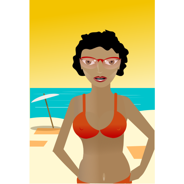 SVG African lady at the beach