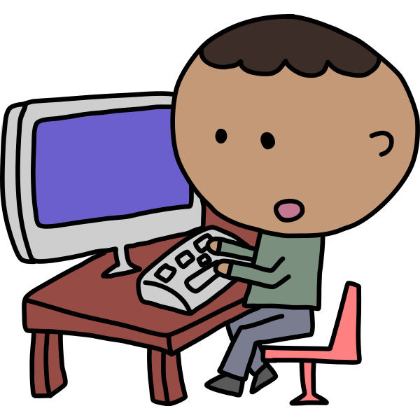 SVG African man and computer